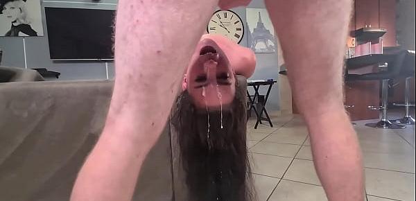  Skull fucked whore receives a cum facial